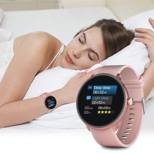 Bebinca Smartwatch Reloj Inteligente con Cronómetro, Pulsera Actividad para Deporte,Reloj de Fitness con Podómetro Hombre Mujer Niños para Samsung Huawei iPhone + 1 Correa de Metal(Rosa)