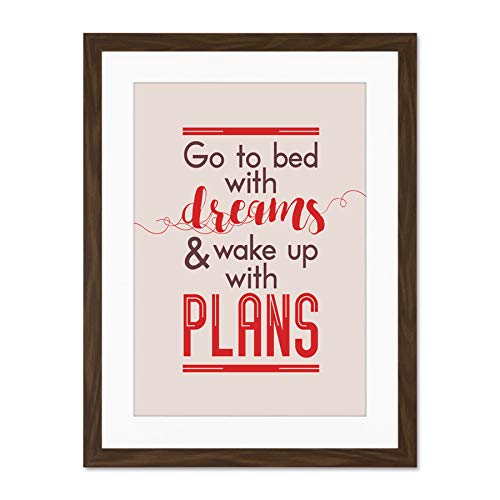 Bed Dreams Plans Wake Up Ambition Red Large Art Print Poster Wall Decor 18x24 Inch Supplied Ready To Hang with Included Mount Brackets