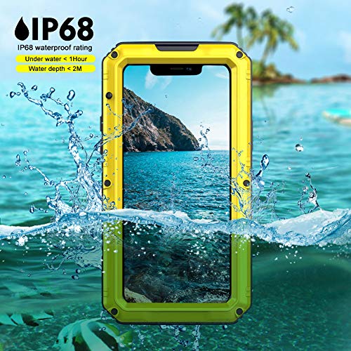 Beeasy Funda para iPhone 11 Pro Impermeable,Antigolpes con Protector de Pantalla,360°Protección Rígida Antigravedad Carcasa Resistente al Impacto Militar Duradera Blindada Fuerte Seguridad,Amarillo