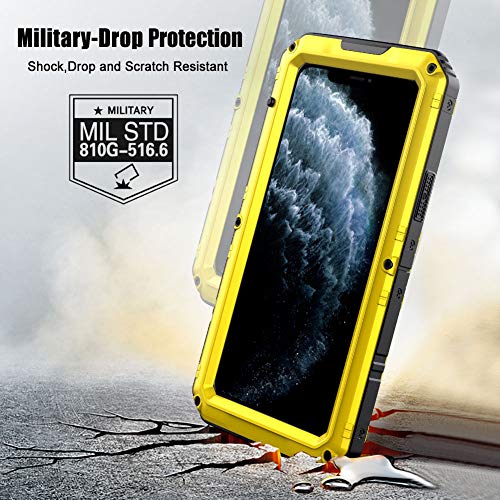 Beeasy Funda para iPhone 11 Pro Impermeable,Antigolpes con Protector de Pantalla,360°Protección Rígida Antigravedad Carcasa Resistente al Impacto Militar Duradera Blindada Fuerte Seguridad,Amarillo