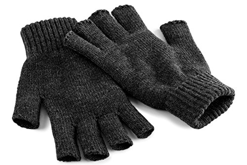 Beechfield Fingerless Gloves Charcoal S/M Guantes para Clima frío, Hombre