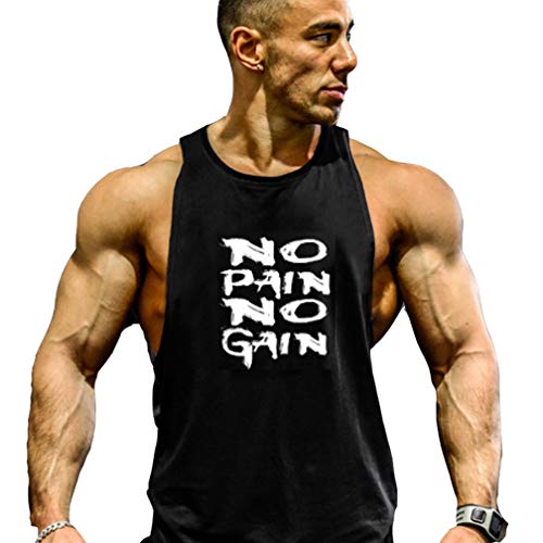 Befox Camiseta Deportiva De Tirantes para Hombre con Texto NO Pain NO Gain