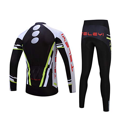 BeIM – Maillot de ciclismo de manga larga para hombre, conjunto de maillot de ciclismo de manga larga con forro polar térmico, color Weiß-ohne Futter, tamaño medium