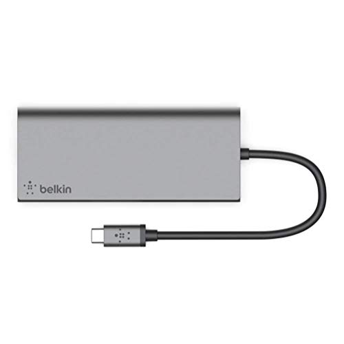 Belkin F4U092btSGY - Hub Multimedia USB-C con Cable USB-C Integrado (Base Dock USB-C para Mac OS y portátiles con USB-C y Windows, 1 Puerto HDMI, 1 Puerto Gigabit Ethernet)