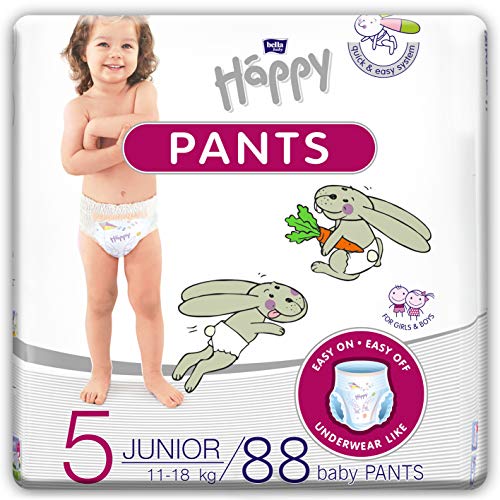 Bella Baby Happy - Pantalones para bebé (talla 5, 11-18 kg, 88 unidades, 4 paquetes de 22 unidades)