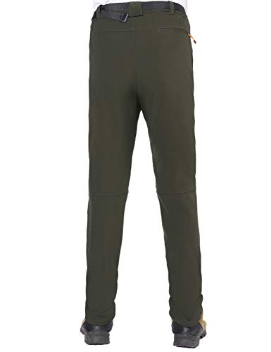 BenBoy Pantalones de Montaña Hombre Impermeables Invierno Calentar Pantalones Trekking Escalada Senderismo Softshell,KZ1602-Armygreen-S