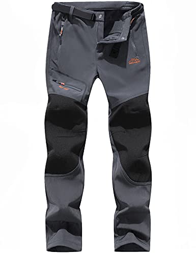 BenBoy Pantalones de Montaña Hombre Impermeables Invierno Calentar Pantalones Trekking Escalada Senderismo Softshell,KZ1602-Grey2-M