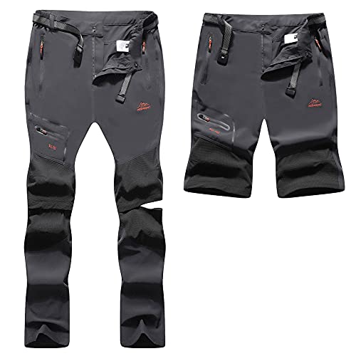 BenBoy Pantalones Trekking Trabajo Mujer Impermeables Convertible Pantalones Cortos Montaña Escalada Senderismo Transpirable Ligero Secado Rápido Pantalon Aire Libre KZ2242W-Dark Grey-M