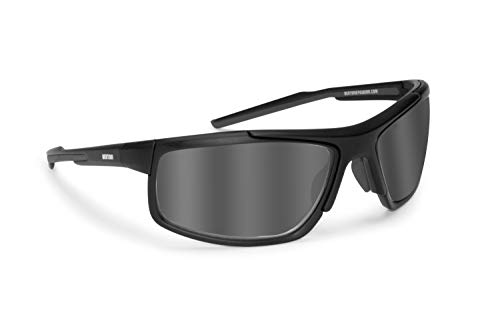 BERTONI Gafas Fotocromatìcas para Deporte Motociclismo Bicicleta Golf Carrera Running Esqui Lentes Antivaho - Mod. 180 (Negro Mate - Lentes Fotocromáticas Polarizadas)