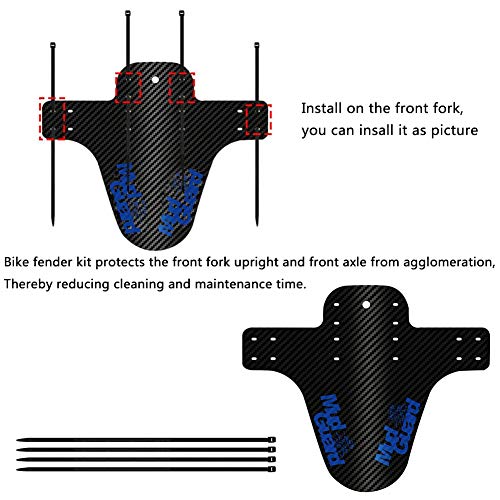 BESLIME 2Pcs Guardabarros de Bicicleta, Se Adapta a 650B 20"26" 27.5"29 Pulgadas, 8 sujetacables, Guardabarros Delantero y Trasero（260 * 220 mm）