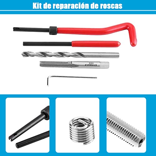 Bestgle 30 Piezas M6 Kit de Reparación de Rosca Juego de Reparación de Roscas Helicoidales Herramientas,Kit de Inserción de Reparación de Roscas