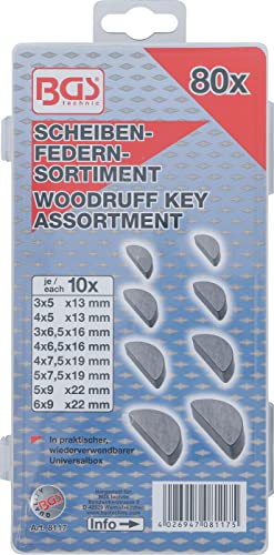 BGS 8117 | Surtido de chavetas tipo Woodruff | 80 piezas