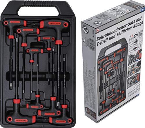 BGS Diy 7880 | Juego de destornilladores con empuñadura en T | perfil en T (para Torx) con perforación | T10 - T50 | 9 piezas