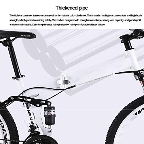 Bicicleta de montaña plegable, de acero de alto carbono, bicicleta de montaña, tres ruedas de corte de 24 pulgadas/21/24/27, velocidad variable, doble absorción de impactos, color rojo, 24 velocidades