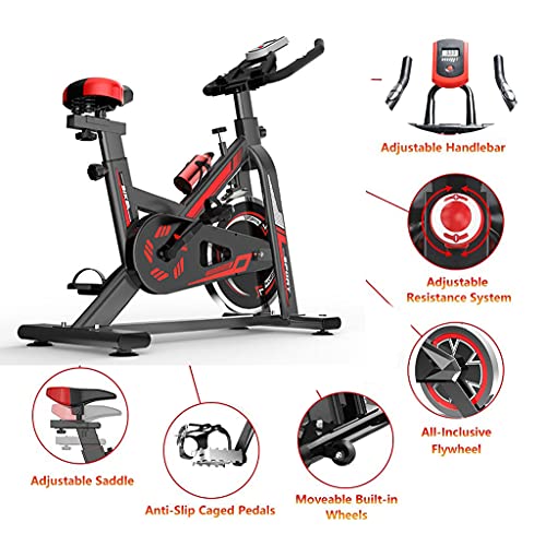 Bicicleta de Spinning Bicicleta Indoor de Volante de Inercia Ultra silencioso Aptitud Bici Y AB Trainer Speedbike, Asiento Ajustable, Bicicleta Fitness hasta 150 Kg