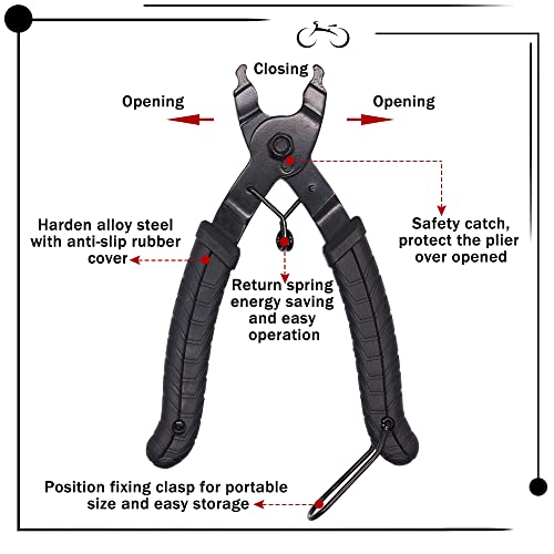 Bicicleta Herramienta de Cadena, Alicates de Cadena de Bicicleta + Herramientas de Bicicleta + Probador de Cadena + 3 Pares de Eslabones Faltantes de Bicicleta, Apto para Todo Tipo de Bicicletas