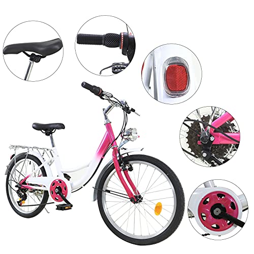 Bicicleta infantil con 6 marchas de 20 pulgadas, con luces para niños de 12 a 16 años