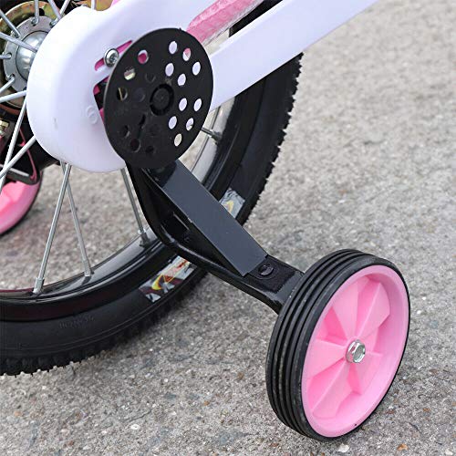 Bicicleta infantil universal de 16 pulgadas para niña, con rueda auxiliar, 5 – 8 años, regalo adecuado para niños (rosa)