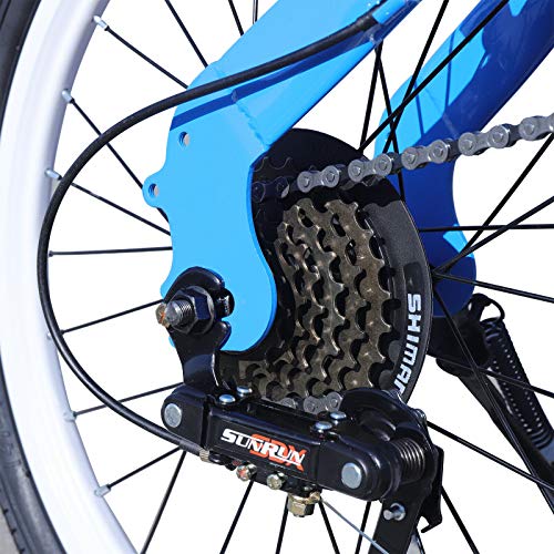 Bicicleta para adultos Bicicleta plegable 7 velocidades 20 pulgadas Doble V freno Heavy Duty Kick Stand (azul)
