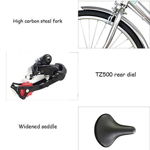 Bicicleta Plegable Para Adultos,26/24 Pulgadas Trabajo Ligero Para Mujer Adulto Ultra Ligero Variable Velocidad Portátil Pequeño Estudiante Pequeño Estudiante Masculino Bicicleta Plegable Portador Bic