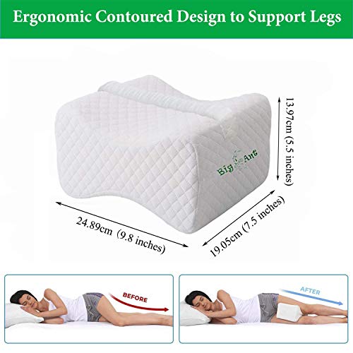 Big Ant Ortopédica rodilla cojín para ciática Alivio – mejor para pierna, espalda, y rodilla - cuña de espuma con efecto memoria Contour Pierna Almohada con funda extraíble