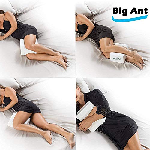 Big Ant Ortopédica rodilla cojín para ciática Alivio – mejor para pierna, espalda, y rodilla - cuña de espuma con efecto memoria Contour Pierna Almohada con funda extraíble