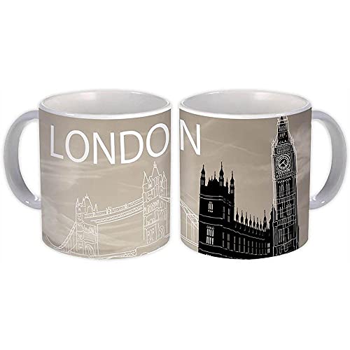 Big Ben de Londres : Taza de Regalo : País Inglaterra Reino Unido Reino Unido Bandera Souvenir - Blanco