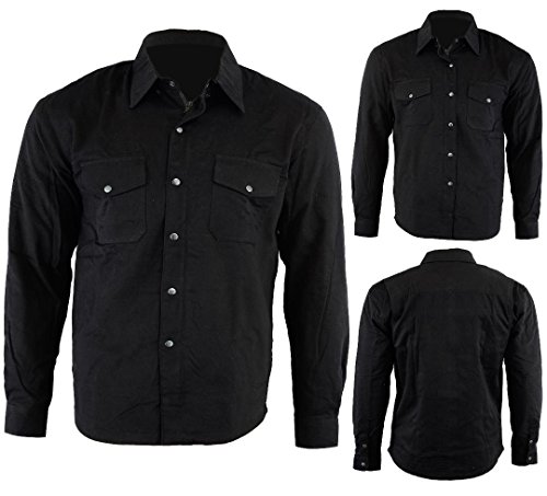 Bikers Gear Australia - Camisa protectora de franela para motocicleta con forro de aramida negro negro large