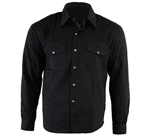 Bikers Gear Australia - Camisa protectora de franela para motocicleta con forro de aramida negro negro large