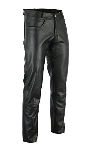 Bikers Gear Australia Pantalones Vaqueros de Cuero Suave para Hombre, de Estilo Rock and Roll, de Piel Ajuste cómodo, Negro, Talla S