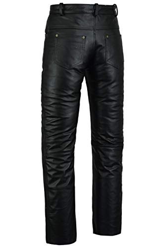 Bikers Gear Australia Pantalones Vaqueros de Cuero Suave para Hombre, de Estilo Rock and Roll, de Piel Ajuste cómodo, Negro, Talla S