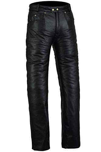 Bikers Gear Australia Pantalones Vaqueros de Cuero Suave para Hombre, de Estilo Rock and Roll, de Piel Ajuste cómodo, Negro, Talla S