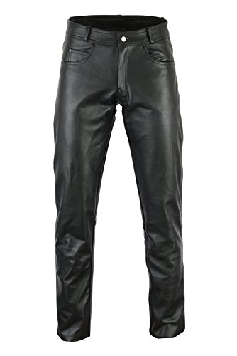 Bikers Gear Australia Pantalones Vaqueros de Cuero Suave para Hombre, de Estilo Rock and Roll, de Piel Ajuste cómodo, Negro, Talla S