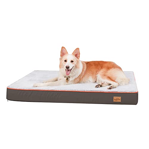 BINGOPAW Cama Perro Mediano Desenfundable, Cama Ortopedica para Perros 110x85x10cm Colchon Perro con Funda Revestimiento Impermeable Lavable Antideslizante Gris XL