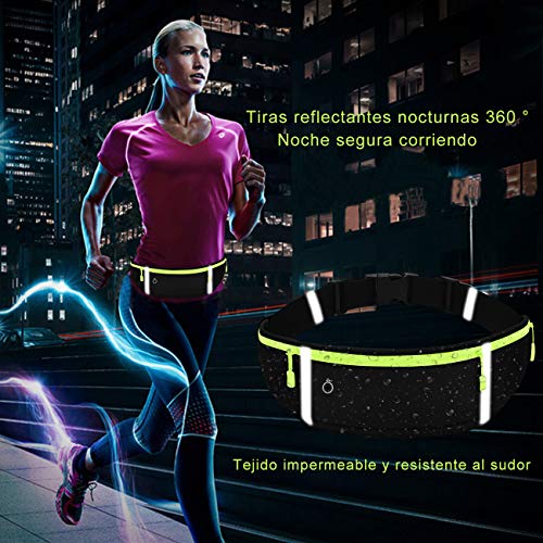 Bioasis Riñonera Deportiva, cinturón de Deporte, elástica, transporable y Impermeable, con Agujero de Auriculares, para el Correr, Aptitud, Ciclismo, Mujer/Hombre