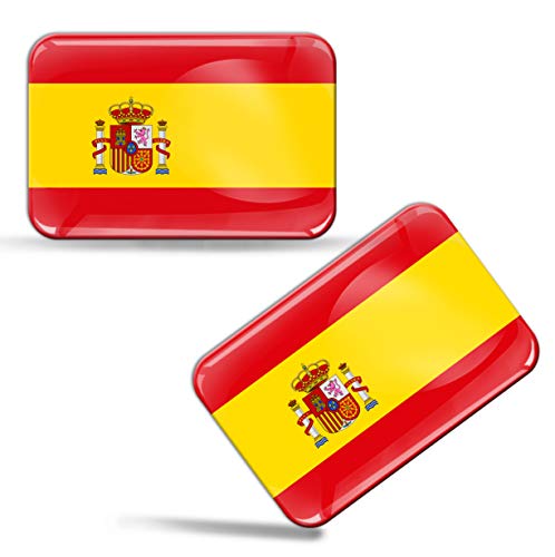 Biomar Labs® 2 pcs 3D Gel Pegatinas Bandera Nacional de España Spain Silicona Adhesivo Autos Coches Motos Ciclomotores Bicicletas Ordenador Portátil F 31