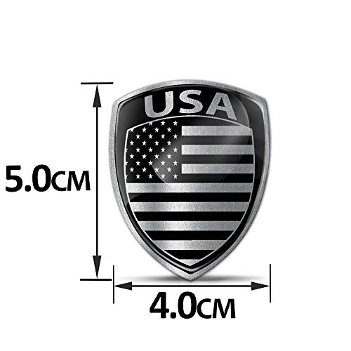 Biomar Labs® 2 x 3D Gel Pegatinas Siliconas Adhesivos Emblema Auto Coche Moto Bici Ordenador Bandera Nacional Americana EE.UU United States USA Negro Plata F 158