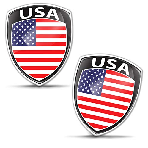 Biomar Labs® 2 x 3D Gel Pegatinas Siliconas Adhesivos Emblema Auto Coche Moto Bici Ordenador Bandera Nacional USA America Estados Unidos F 157
