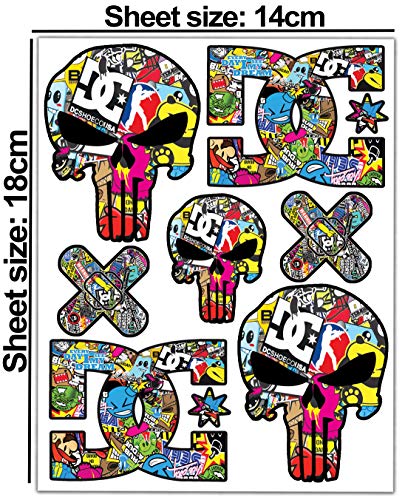 Biomar Labs® 7pcs Pegatinas Punisher Calavera DC Sticker Stickerbomb Vinilo Adhesivo Coches Cascos Motos Ciclomotores Bicicletas Ordenador Portátil D 15