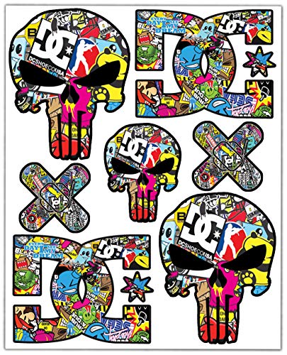 Biomar Labs® 7pcs Pegatinas Punisher Calavera DC Sticker Stickerbomb Vinilo Adhesivo Coches Cascos Motos Ciclomotores Bicicletas Ordenador Portátil D 15