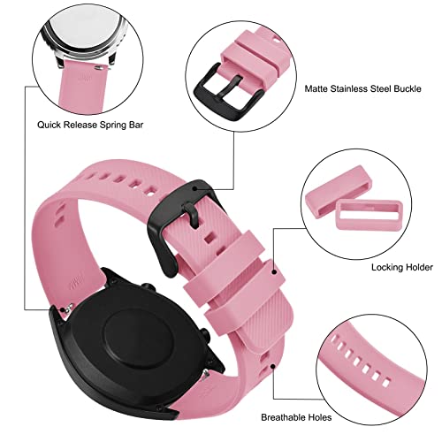 BISONSTRAP Correa de Reloj 18mm, Correas de Silicona de Liberación Rápida para Hombres y Mujeres (Rosa, Hebilla Negra)