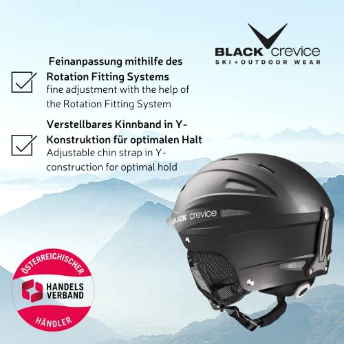 BLACK CREVICE Ischgl Casco de esquí I Casco esquí a Prueba de Golpes con diseño Deportivo Hombre y Mujer I Casco de Snowboard y esquí Transpirable I Tamaño Ajustable (M, Negro)