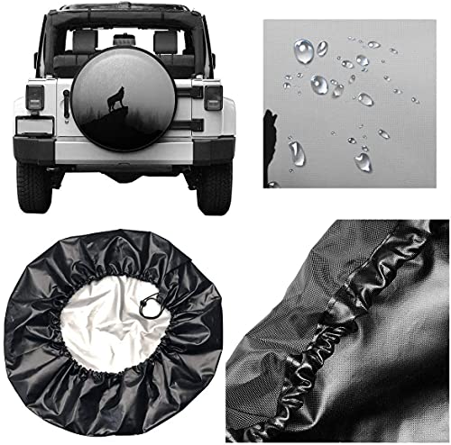 Black Wolf Howling - Cubierta para llanta de repuesto,poliéster,universal,de 17 pulgadas,para llantas de repuesto para remolques,casas rodantes,SUV,ruedas de camiones,camiones,caravanas,accesorios pa