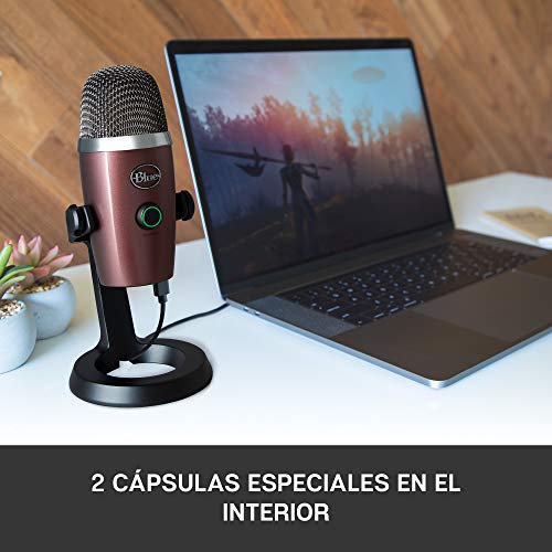 Blue Microphones Yeti Nano Micrófono USB de Condensador Profesional con múltiples Patrones de captación y monitoreo, sin latencia, para grabación y transmisión en PC y Mac, Color Rojo