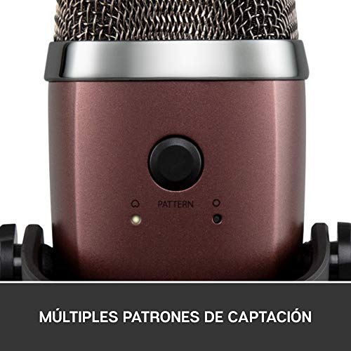 Blue Microphones Yeti Nano Micrófono USB de Condensador Profesional con múltiples Patrones de captación y monitoreo, sin latencia, para grabación y transmisión en PC y Mac, Color Rojo