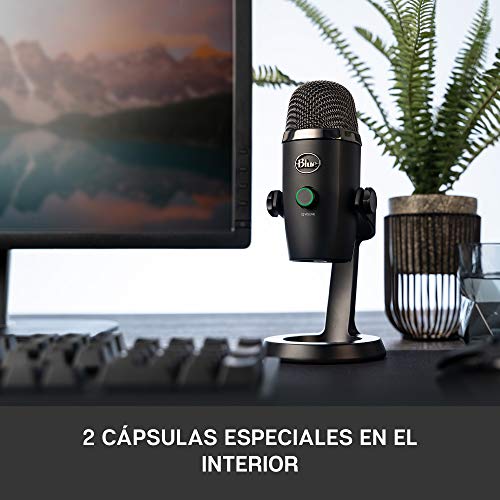 Blue Yeti Nano Micrófono de condensador USB Premium, Grabación, Streaming, Gaming, Podcasting, PC, Mac, Efectos Blue VO!CE, Cardioide y Omnidireccional, Sin Latencia - Negro