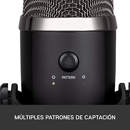 Blue Yeti Nano Micrófono de condensador USB Premium, Grabación, Streaming, Gaming, Podcasting, PC, Mac, Efectos Blue VO!CE, Cardioide y Omnidireccional, Sin Latencia - Negro