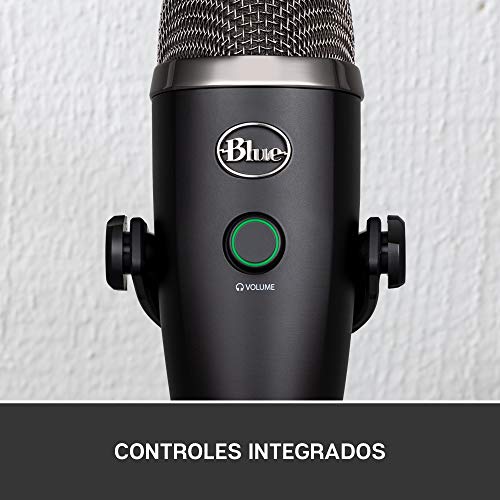 Blue Yeti Nano Micrófono de condensador USB Premium, Grabación, Streaming, Gaming, Podcasting, PC, Mac, Efectos Blue VO!CE, Cardioide y Omnidireccional, Sin Latencia - Negro