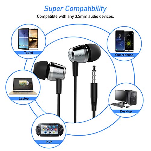 Blukar Auriculares In Ear, Auriculares con Cable y Micrófono Headphone Sonido Estéreo para Galaxy, Huawei, XiaoMi, PC, MP3/MP4 Android y todos los dispositivos de auriculares de 3,5 mm