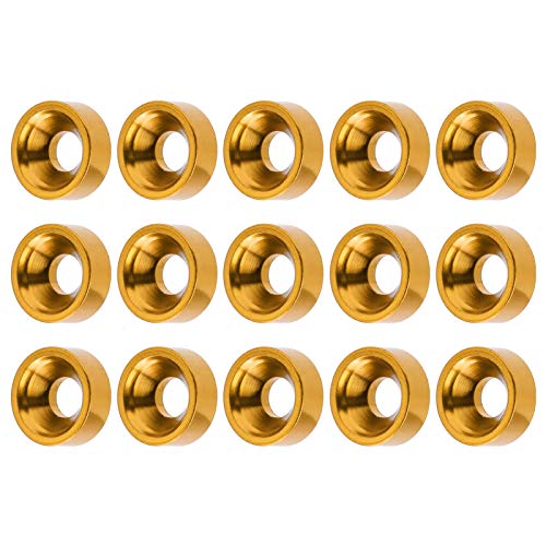 Bnineteenteam Junta de Tornillo RC, 15 Piezas de aleación de Aluminio M3 Junta cóncava de arandela de Tornillo avellanada para Modelo RC(Oro)